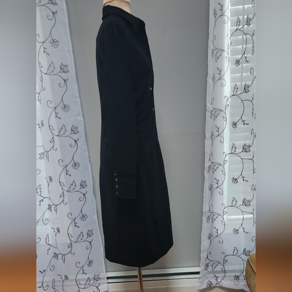 Vintage BANANA REPUBLIC Long Black Bodycon Shirtdress Sz 4 Button Up Gorgeous! - Picture 5 of 7